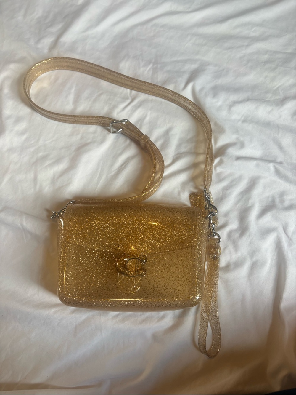 Coach Gold Glitter Jelly Tabby Crossbody Bag
